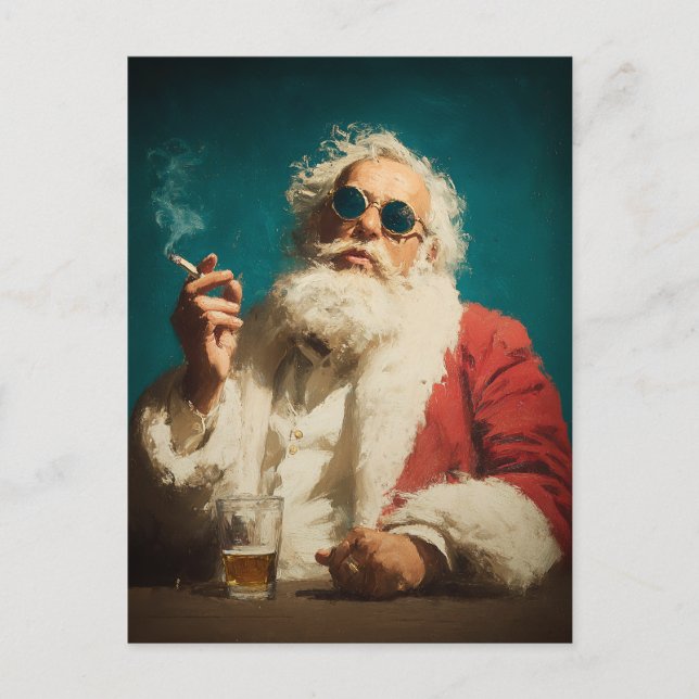 Postal Festiva Cool Retro Santa Portrait (Anverso)