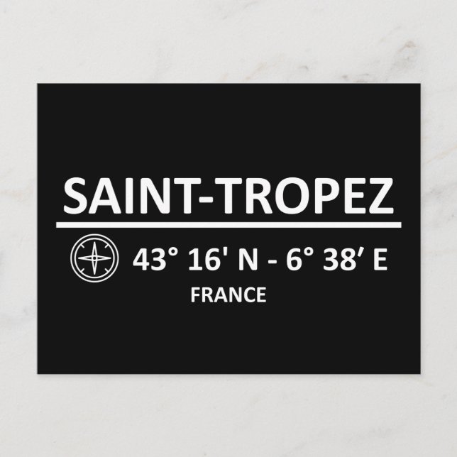 Postal Festiva Coordenadas Saint Tropez (Anverso)