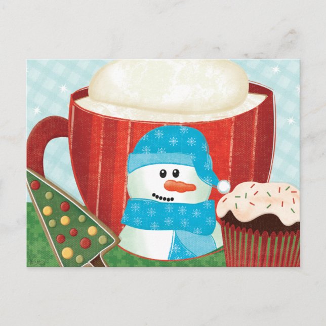 Postal Festiva Copa Verde de Feriado con Cacao Caliente (Anverso)