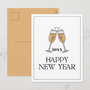 Postal Festiva Copas de champán personalizadas Feliz Año Nuevo