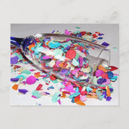 Postal Festiva Copo de champán y confeti Año Nuevo