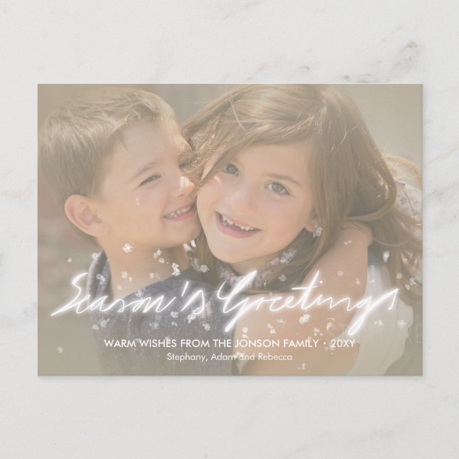 Postal Festiva Copos de nieve Temporadas de saludos Foto efecto p (Anverso)