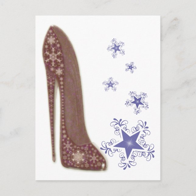 Postal Festiva Copos de nieve y Navidades Regalos de arte de zapa (Anverso)