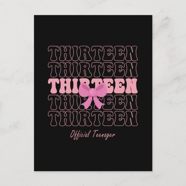 Postal Festiva Coqueta rosa de 13 años, adolescente oficial 13 (Anverso)
