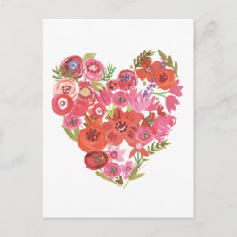 Postal Festiva Corazón acuarela floral | Moda de San Valentín II
