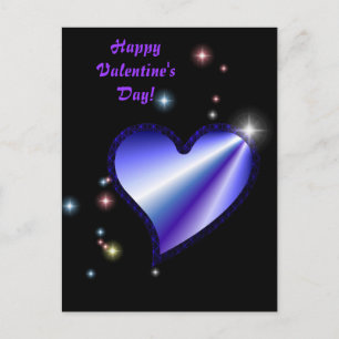 Postal Festiva Corazón arcoiris con estrellas, feliz Día de San V