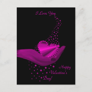 Postal Festiva Corazón arcoiris en mano con estrellas