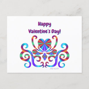 Postal Festiva Corazón arcoiris y Lily