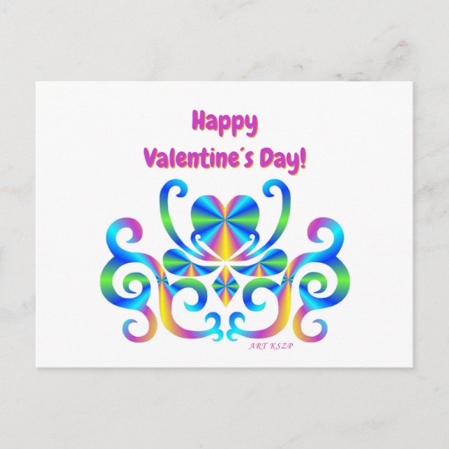 Postal Festiva Corazón Arcoíris y Lirio (Anverso)