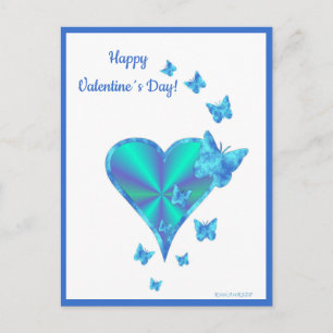 Postal Festiva Corazón arcoiris y mariposa