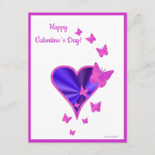 Postal Festiva Corazón arcoiris y mariposa
