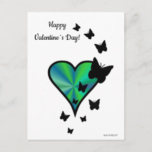 Postal Festiva Corazón arcoiris y mariposa