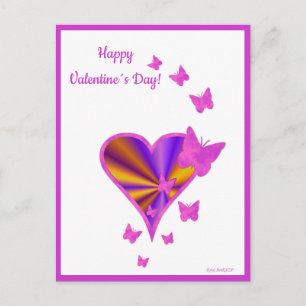 Postal Festiva Corazón arcoiris y mariposa
