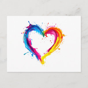 Postal Festiva Corazón Colorido Amor Día de San Valentín