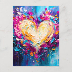 Postal Festiva Corazón de Amor Abstracto Moderno Colorido