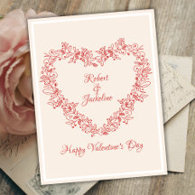 Corazón de amor rojo Cute Floral Elegante Día de S