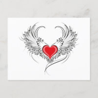 Corazón de Ángel Rojo con alas