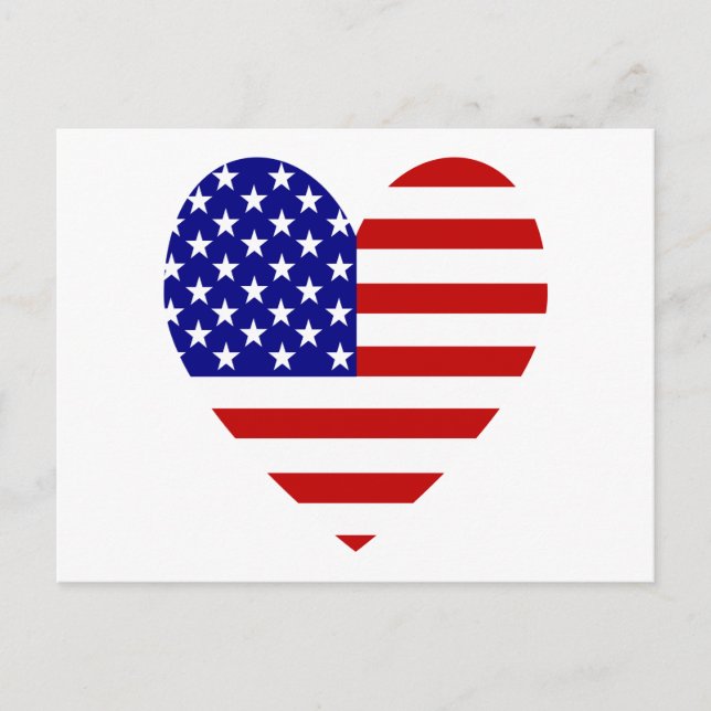 Postal Festiva Corazón de bandera de Estados Unidos Valentine (Anverso)