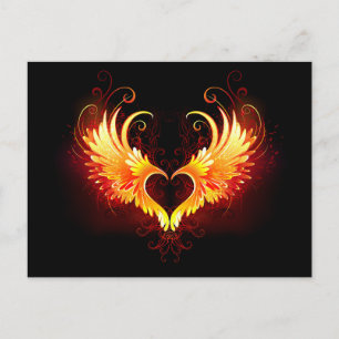 Postal Festiva Corazón de Fuego Ángel con Alas