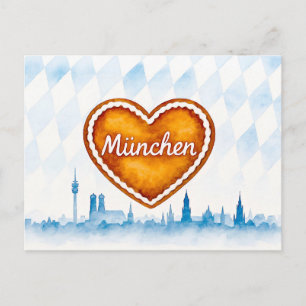 Postal Festiva Corazón de jengibre en estilo acuarela y siluetas