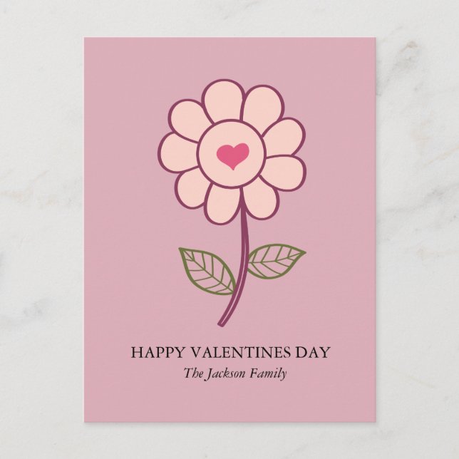 Postal Festiva corazón de la flor (Anverso)