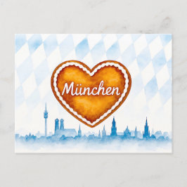 Postal Festiva Corazón de pan de jengibre con estilo y silueta de