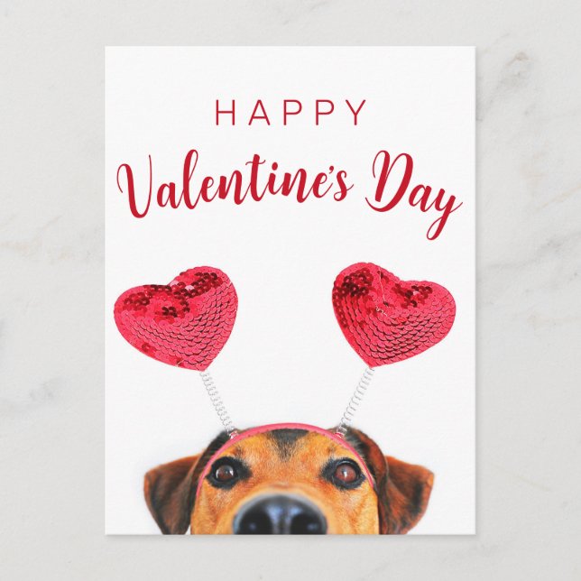 Postal Festiva Corazón de perro El día de San Valentín divertido  (Anverso)