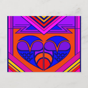 Postal Festiva Corazón de San Valentín Art Déco