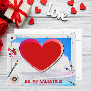 Postal Festiva Corazón de San Valentín pintado añada tu foto