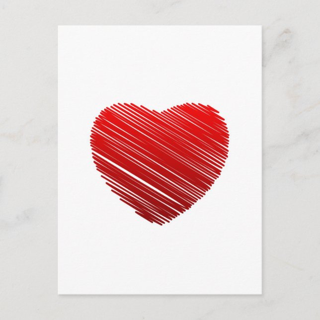 Postal Festiva Corazón de San Valentín rojo esbozado (Anverso)