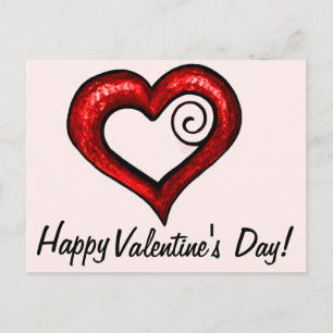 Postal Festiva Corazón de Swirl Rojo