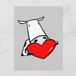 Postal Festiva Corazón de vaca Valentine Amo Vacas