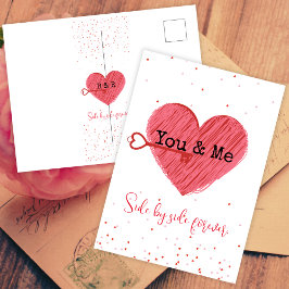 Postal Festiva Corazón Rojo Amor Mono Lindo Vintage Retro Día de 