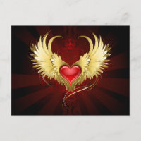 Corazón Rojo con Alas Doradas