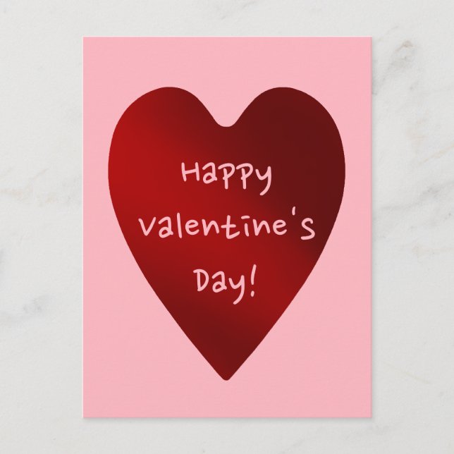 Postal Festiva Corazón rojo del día de San Valentín (Anverso)