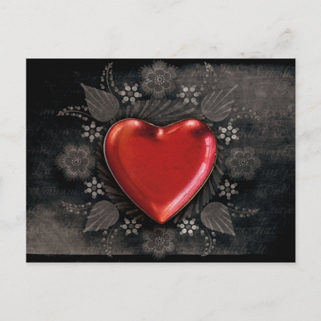 Postal Festiva Corazón romántico floral Valentine Love (Anverso)