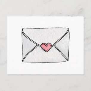 Postal Festiva Corazón rosa. Día de San Valentín. Carta de amor.