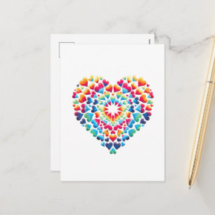 Postal Festiva Corazón Vibrante Tie-Dye