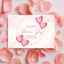 Postal Festiva Corazones acuarollas singulares