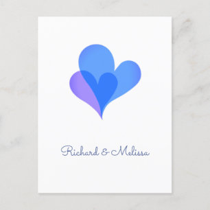 Postal Festiva corazones azules y púrpuras minimalistas y elegant