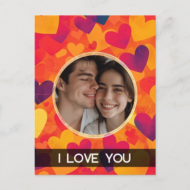 Postal Festiva Corazones de burbujas (Anverso)