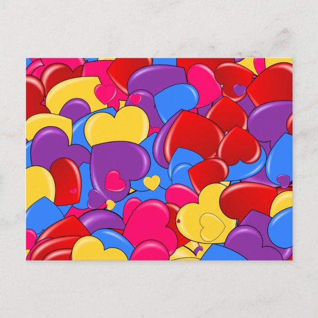 Postal Festiva Corazones de chocolate de San Valentín recubiertas (Anverso)