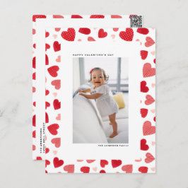 Postal Festiva Corazones de color rojo foto feliz Día de San Vale