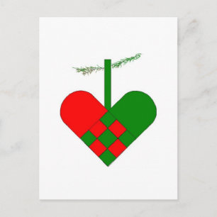 Postal Festiva Corazones de Navidades escandinavos