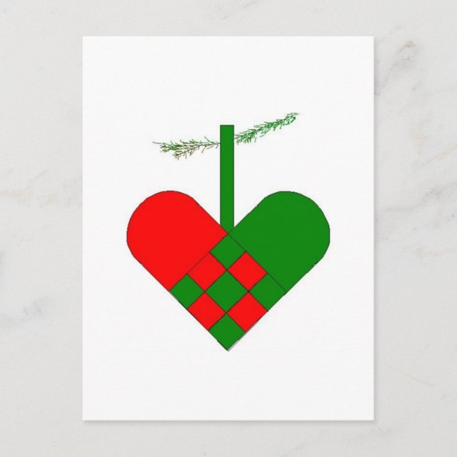 Postal Festiva Corazones de Navidades escandinavos (Anverso)