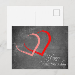 Postal Festiva Corazones de Pizarra Día de San Valentín Elegante