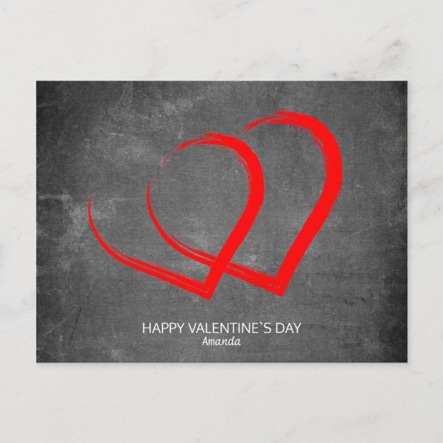 Postal Festiva Corazones de Pizarra San Valentín Moderno (Anverso)