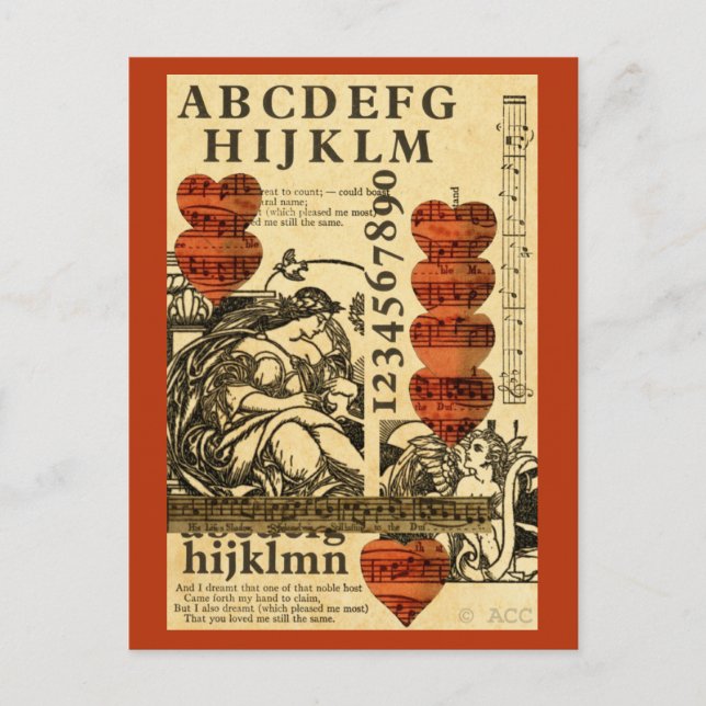 Postal Festiva Corazones de San Valentín (Anverso)