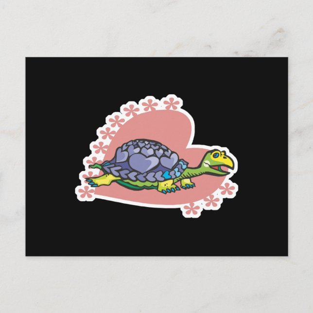 Postal Festiva corazones de tortuga de San Valentín (Anverso)