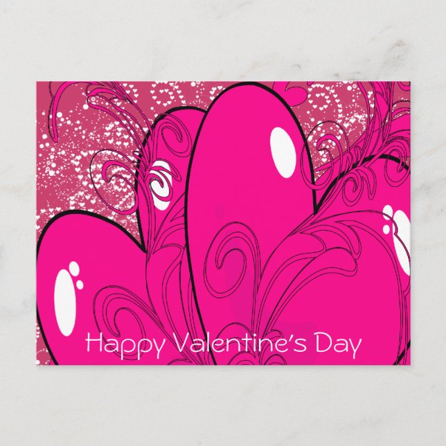 Postal Festiva Corazones dobles - (Anverso)